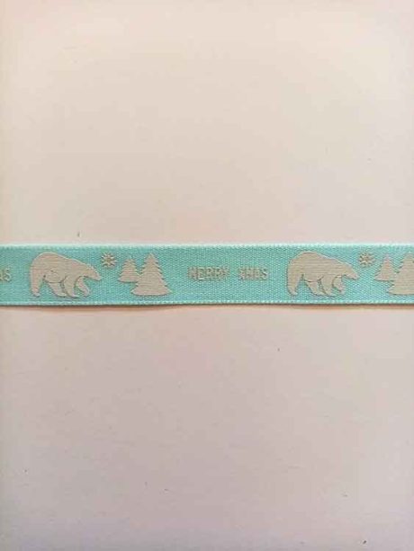 Polar bear 'Merry Xmas' Christmas ribbon (15mm)