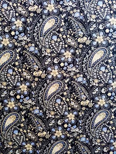 Rose & Hubble 100% cotton poplin, Paisley (grey/cream/blue) - Image 2