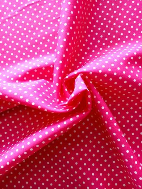 Rose & Hubble 100% cotton polka dot poplin. Cerise. 0.90m (Remnant)