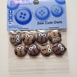 "Sew cute owls" novelty buttons set (pack of 8)