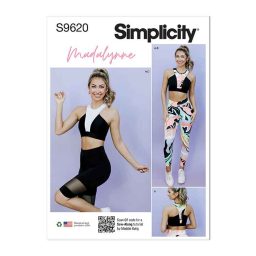S9620 Misses' and Women's Knit Sports Bra, Leggings and Bike Shorts by Madalynne Intimates