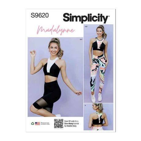 S9620 Misses' and Women's Knit Sports Bra, Leggings and Bike Shorts by Madalynne Intimates