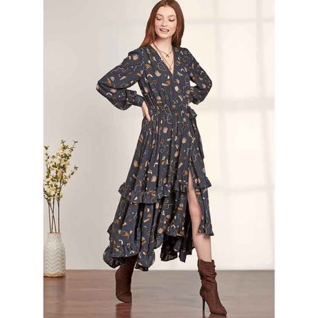 S9639 Misses' Midi Wrap Dress