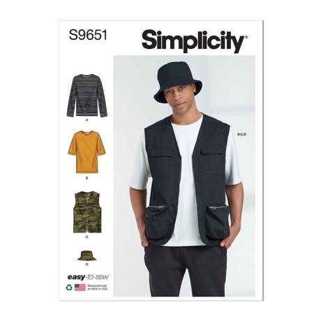 S9651 Men's Knit Top, Vest and Hat
