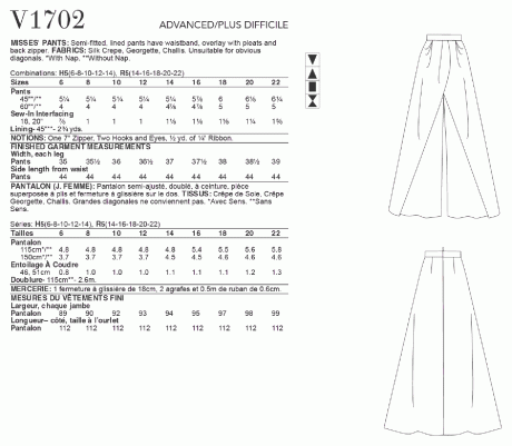 V1702 Misses' Pants