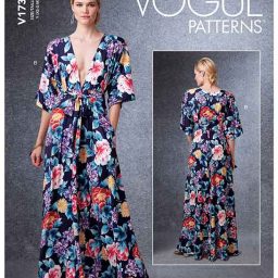V1735 Misses' Deep-V Kimono-Style Dresses with Self-Tie