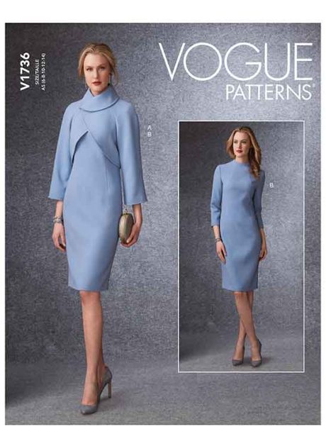 V1736 Misses' Lined Raglan-Sleeve Jacket and Funnel-Neck Dress