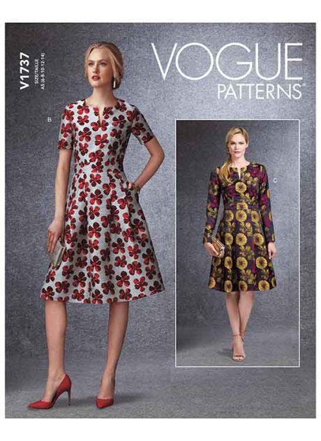 V1737 Misses' Fit-And-Flare Dresses with Waistband and Pockets