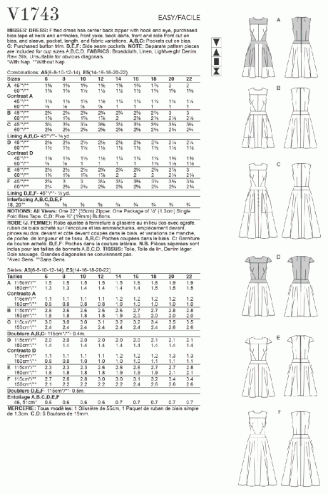 V1743 Misses' Dress