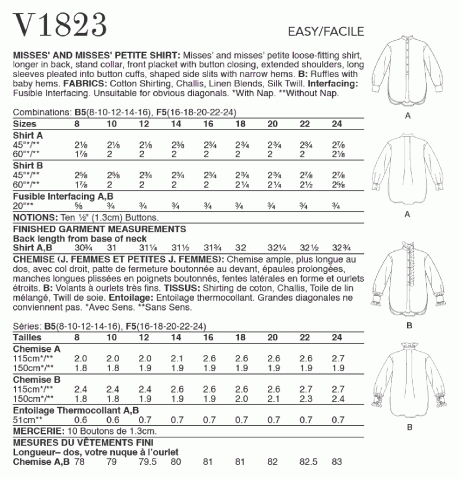V1823 Misses' and Misses' Petite Shirt - Image 2