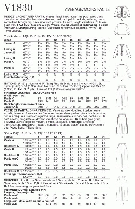 V1830 Misses' Jacket and Pants - Image 2