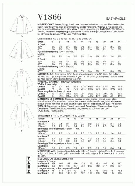 V1866 Misses' Coat - Image 2