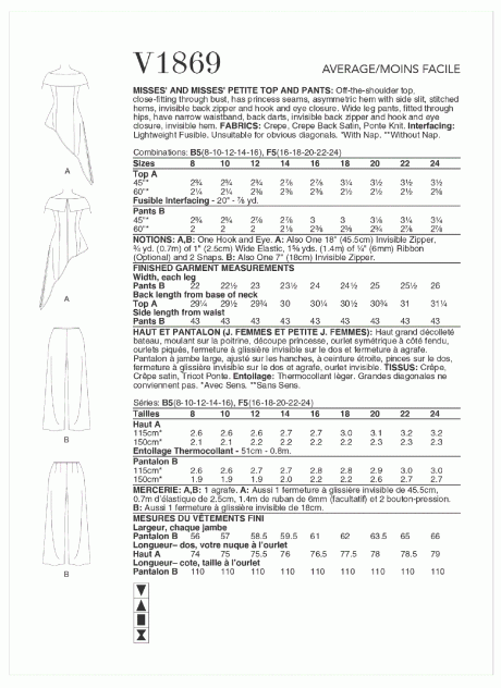 V1869 Misses' and Misses' Petite Top and Pants - Image 2