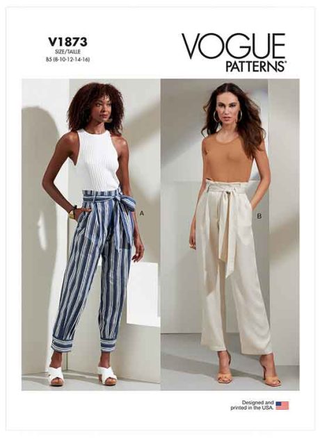 V1873 Misses' and Misses' Petite Pants and Tie Belt