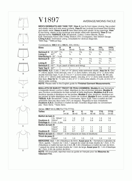 V1897 Men's Swimsuits and Tank Top