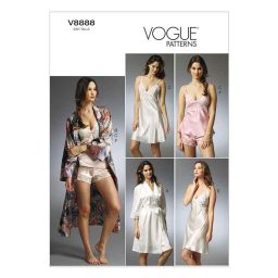 V8888 Misses' Robe, Slip, Camisole and Panties