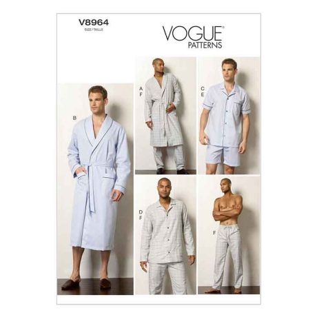 V8964 Men's Robe, Top, Shorts and Pants