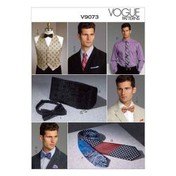 V9073 Men's Vest, Cummerbund, Pocket Square and Ties