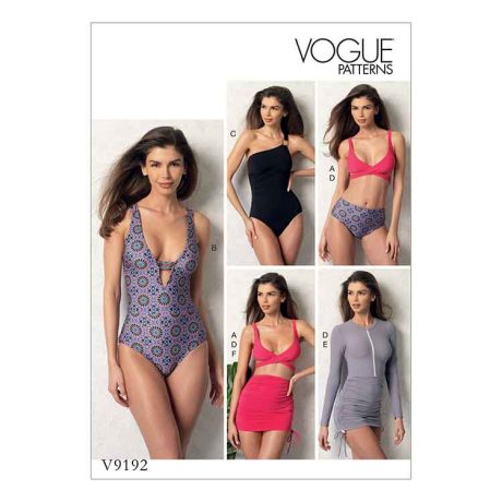 V9192 Misses' Wrap-Top Bikini, One-Piece Swimsuits, and Cover-Ups