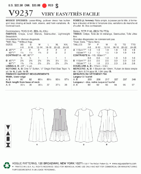 V9237 Misses' A-Line, Back-Ruffle Dresses