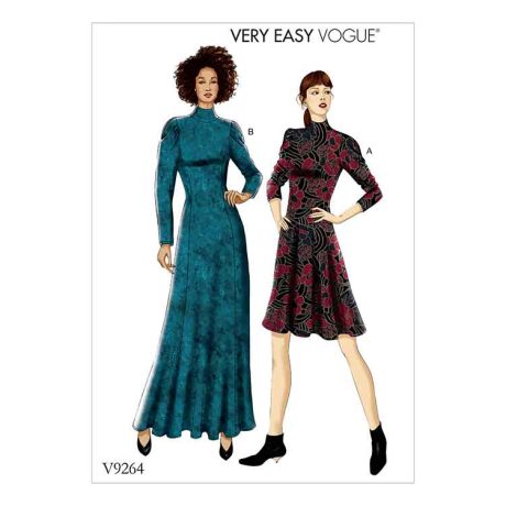 V9264 Misses'/Misses' Petite Knit, Fit-And-Flare Dresses