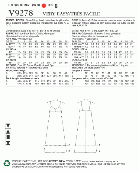 V9278 Misses' Slip-Style Dress with Back Zipper