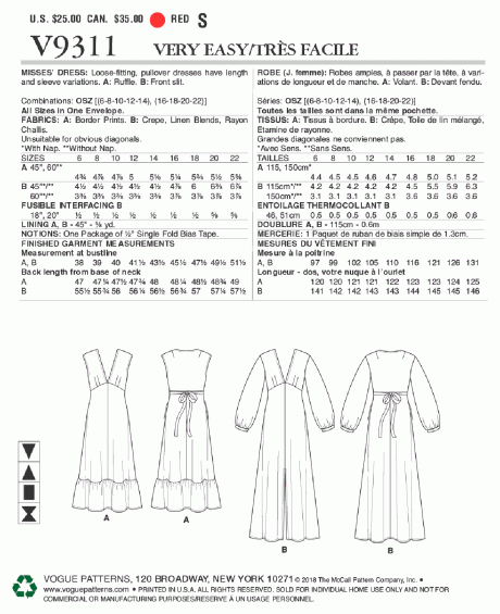 V9311 Misses' Dress