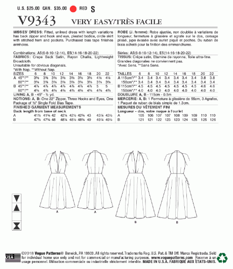 V9343 Misses' Dress