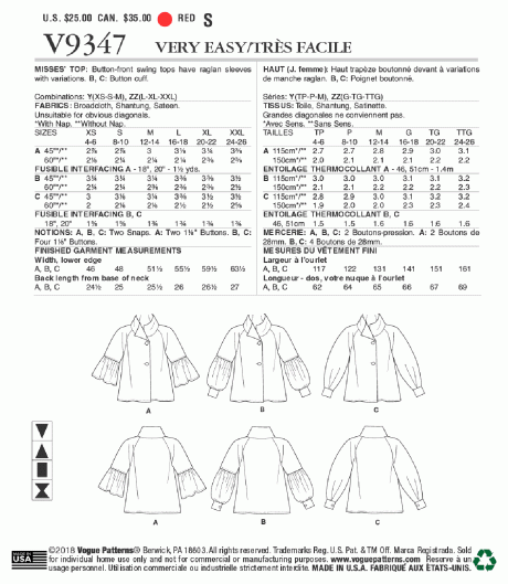 V9347 Misses' Top