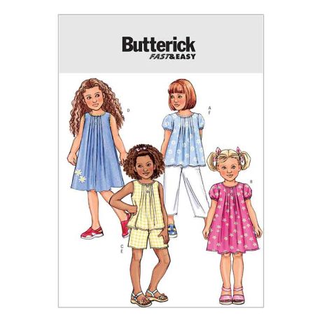 B4176 Children's/Girls' Top, Dress, Shorts and Pants