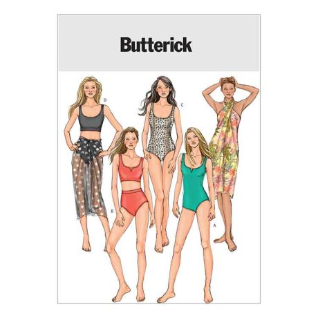 B4526 Misses' Swimsuit and Wrap