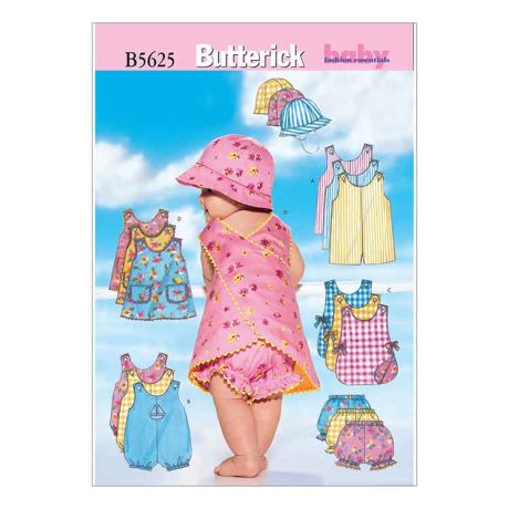 B5625 Infants' Romper, Jumper, Panties and Hat