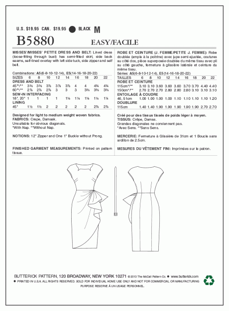 B5880 Misses'/Misses' Petite Dress and Belt - Image 2