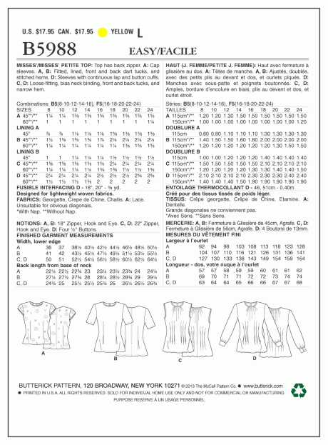 B5988 Misses'/Misses' Petite Top - Image 2