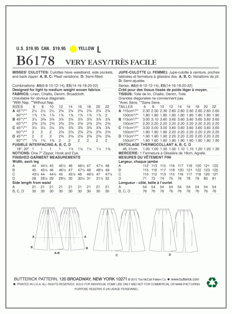 B6178 Misses' Culottes - Image 2