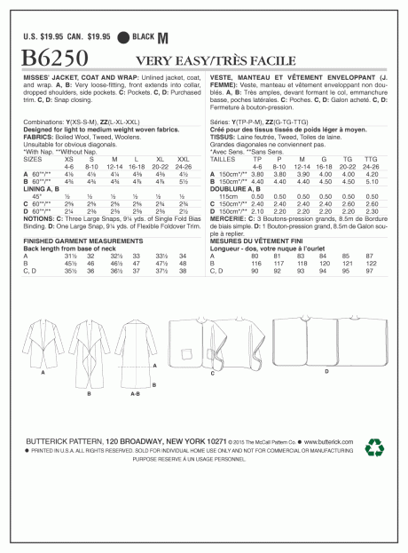 B6250 Misses' Jacket, Coat and Wrap - Image 2