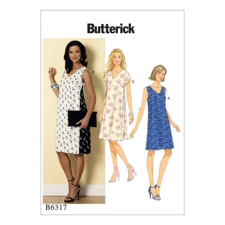 B6317 Misses' Pullover V-Neck Dresses