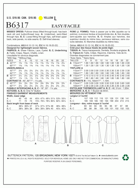 B6317 Misses' Pullover V-Neck Dresses - Image 2