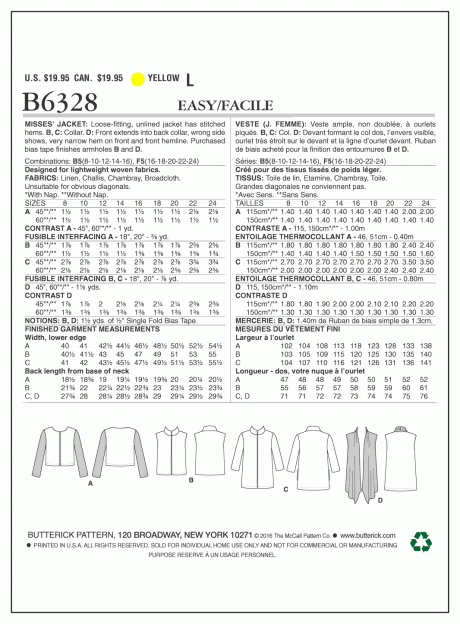 B6328 Misses' Open-Front Jackets - Image 2