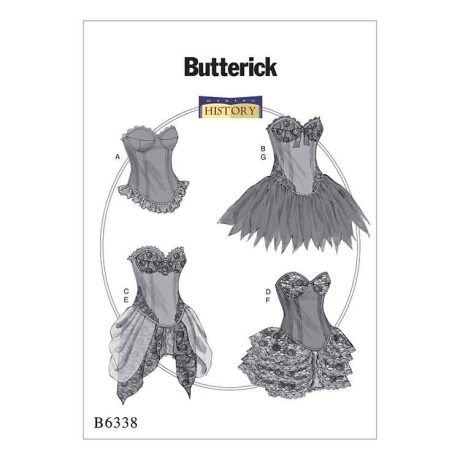 B6338 Curved-Hem Corsets and Skirts