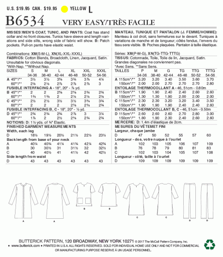 B6534 Misses'/Men's Coat, Tunic and Pants - Image 2