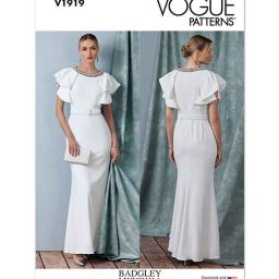 V1919 Misses' Full Length Dress with Belt by Badgley Mischka