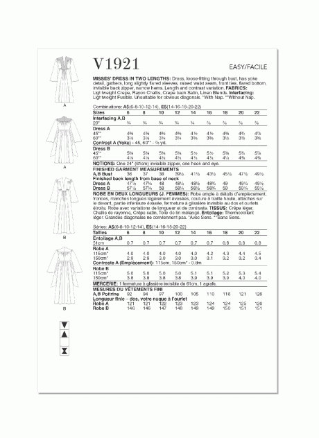 V1921 Misses' Dress in Two Lengths