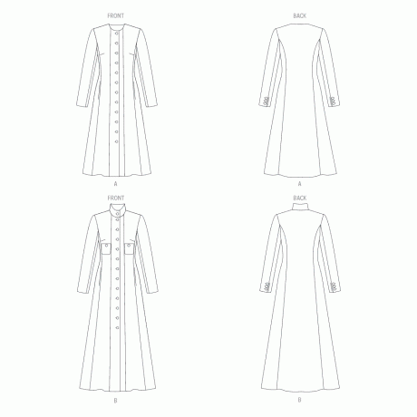 V1926 Misses' Coat in Two Lengths with Collar Variations