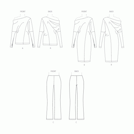 V1929 Misses' Knit Top, Dress and Pants