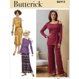 B6913 Misses' Knit Dress, Top, Skirt and Pants