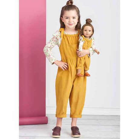 S9661 Children's Knit Tops, Overalls, and Jumper and Doll Clothes for 18" Doll