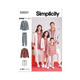 S9691 Girls', Boys' and Adults' Lounge Shirt, Cardigan, Shorts and Joggers
