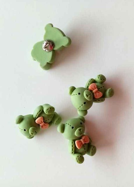 Teddy Bear buttons, 18mm (green)