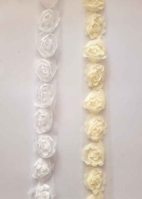 Tulle trim with roses, 20mm